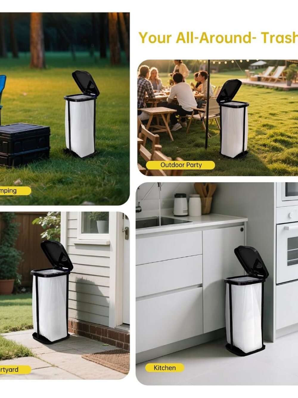 Foldable Trash Bag Stand – Adjustable Portable Garbage Rack Holder for Camping